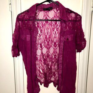 Fuchsia Lace Top XL